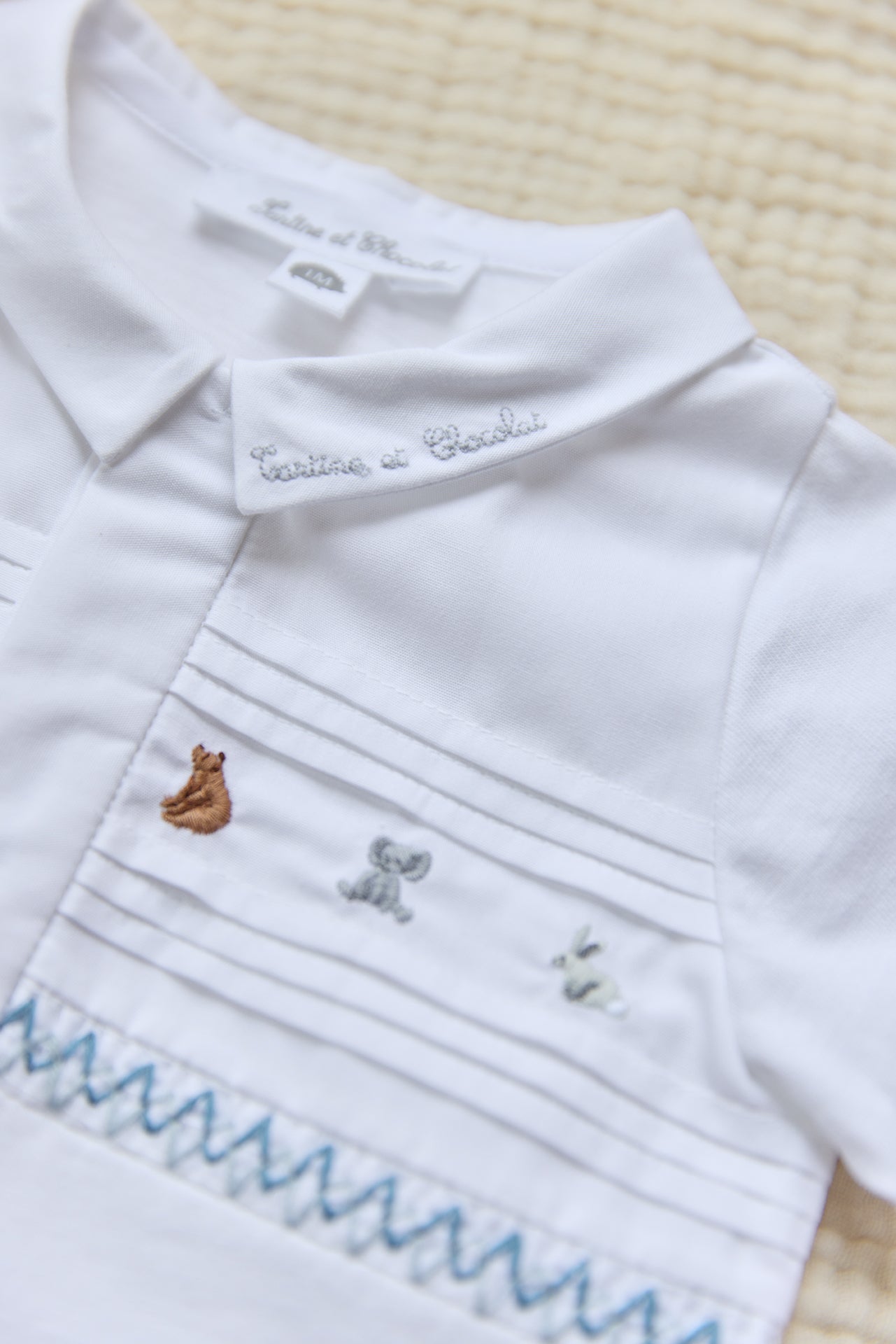Pajamas Animal Embroidery | White