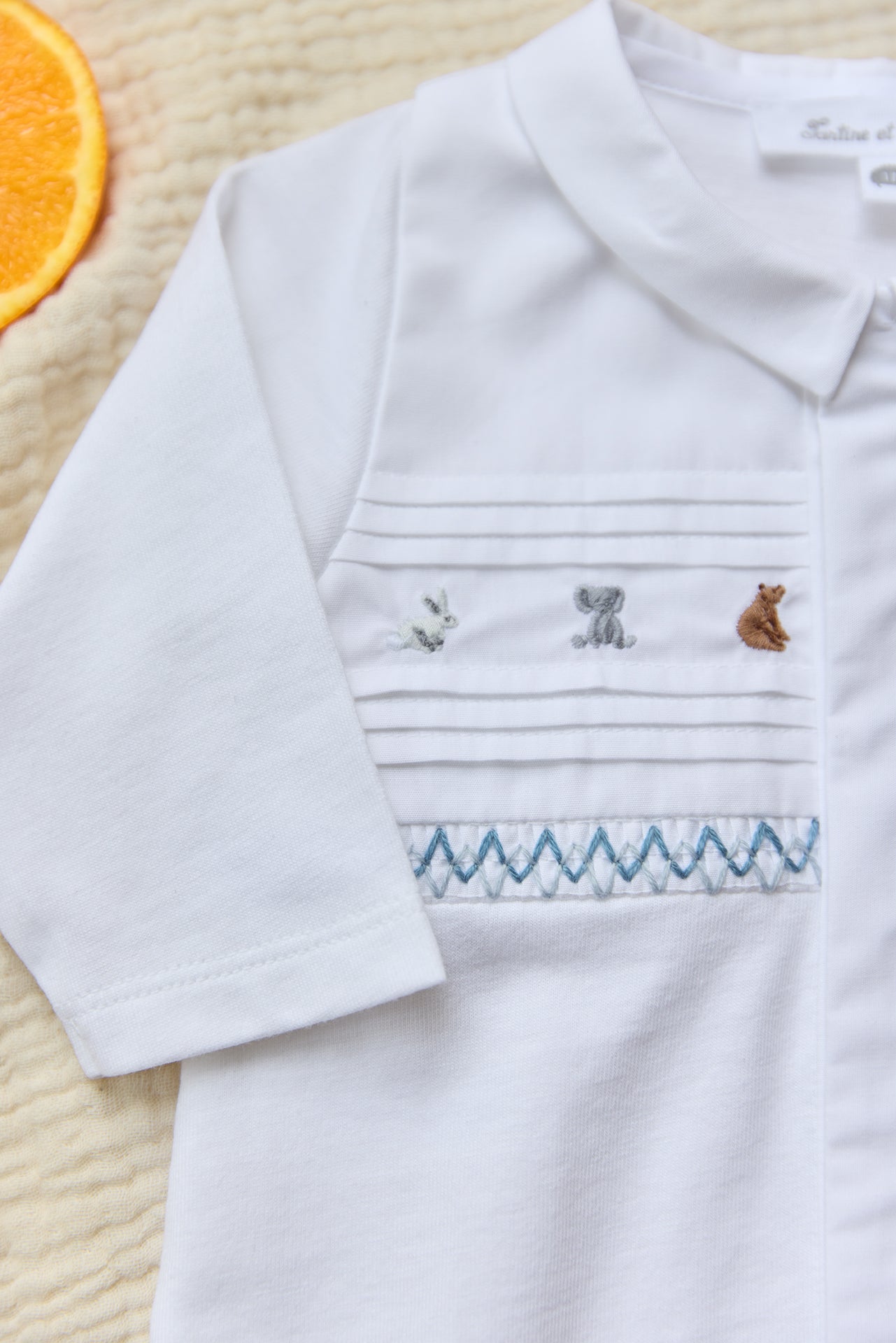 Pajamas Animal Embroidery | White