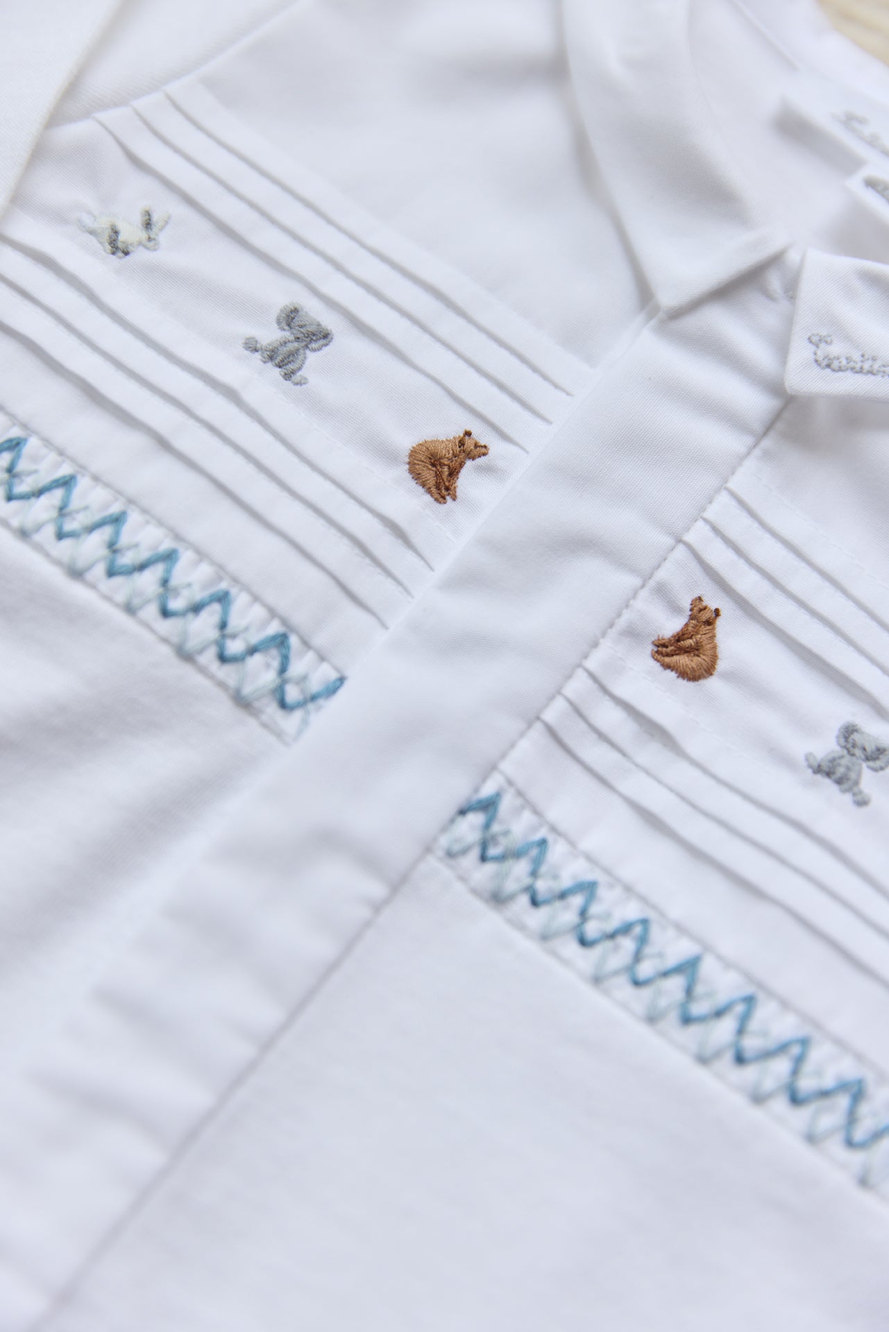 Pajamas Animal Embroidery | White