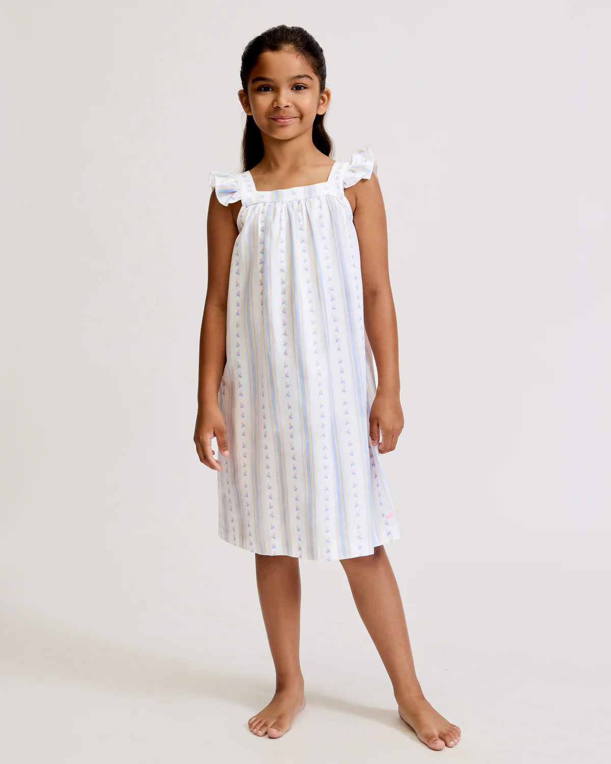 Twill Clara Nightgown | Cottage Stripe