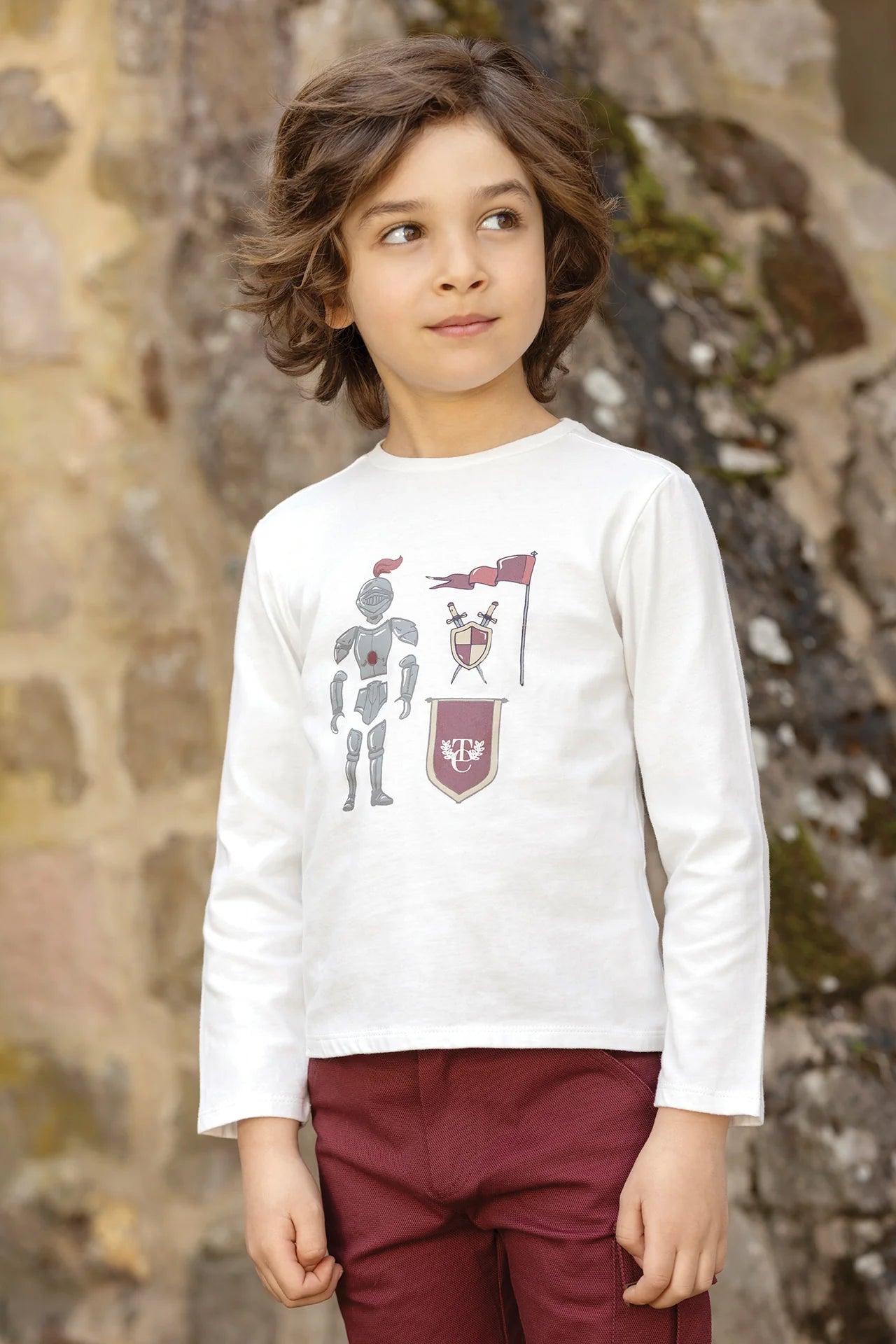 Printed Knight T-shirt | Burgundy