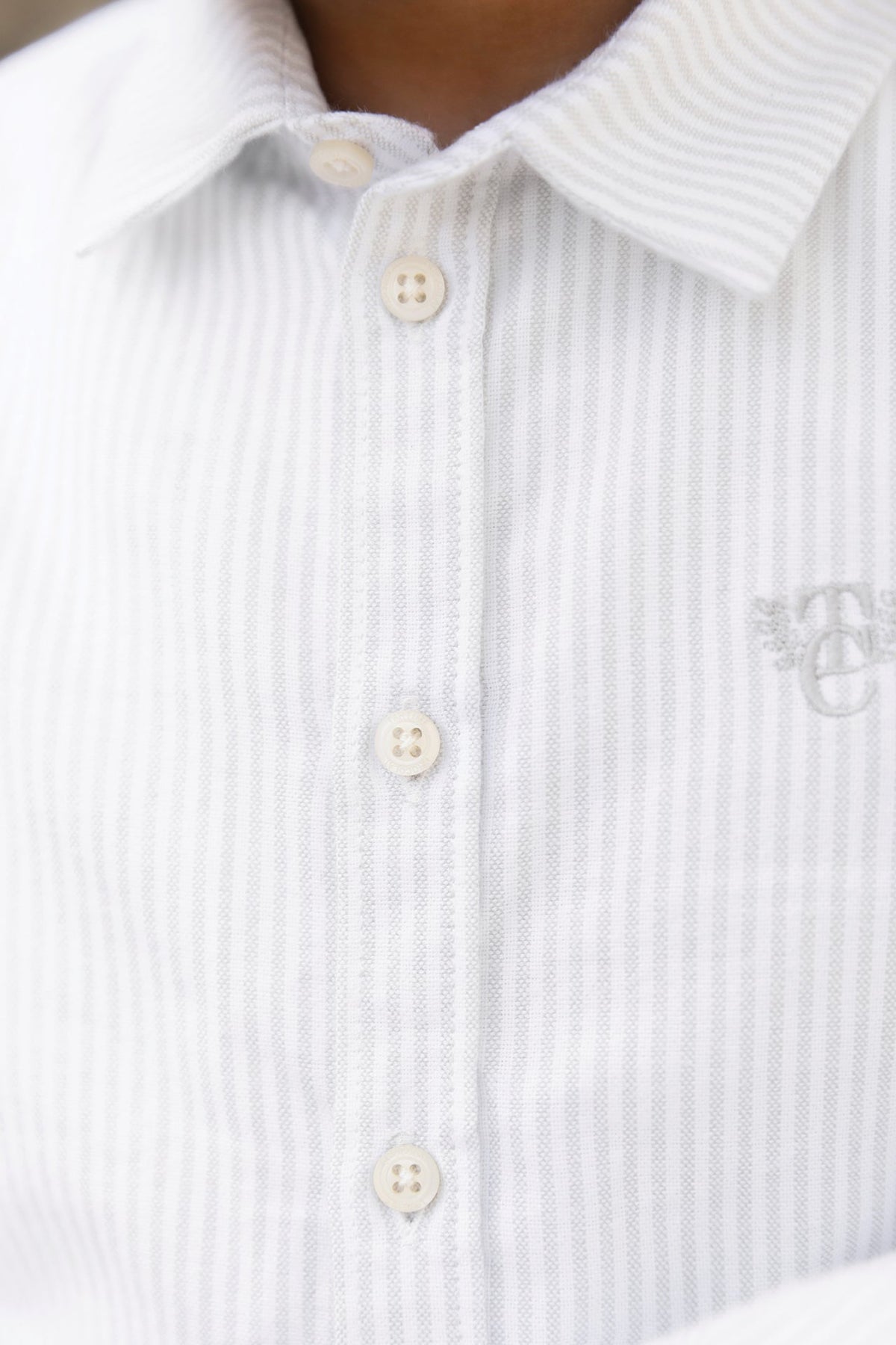 Cotton Stripes Shirt | Light Grey
