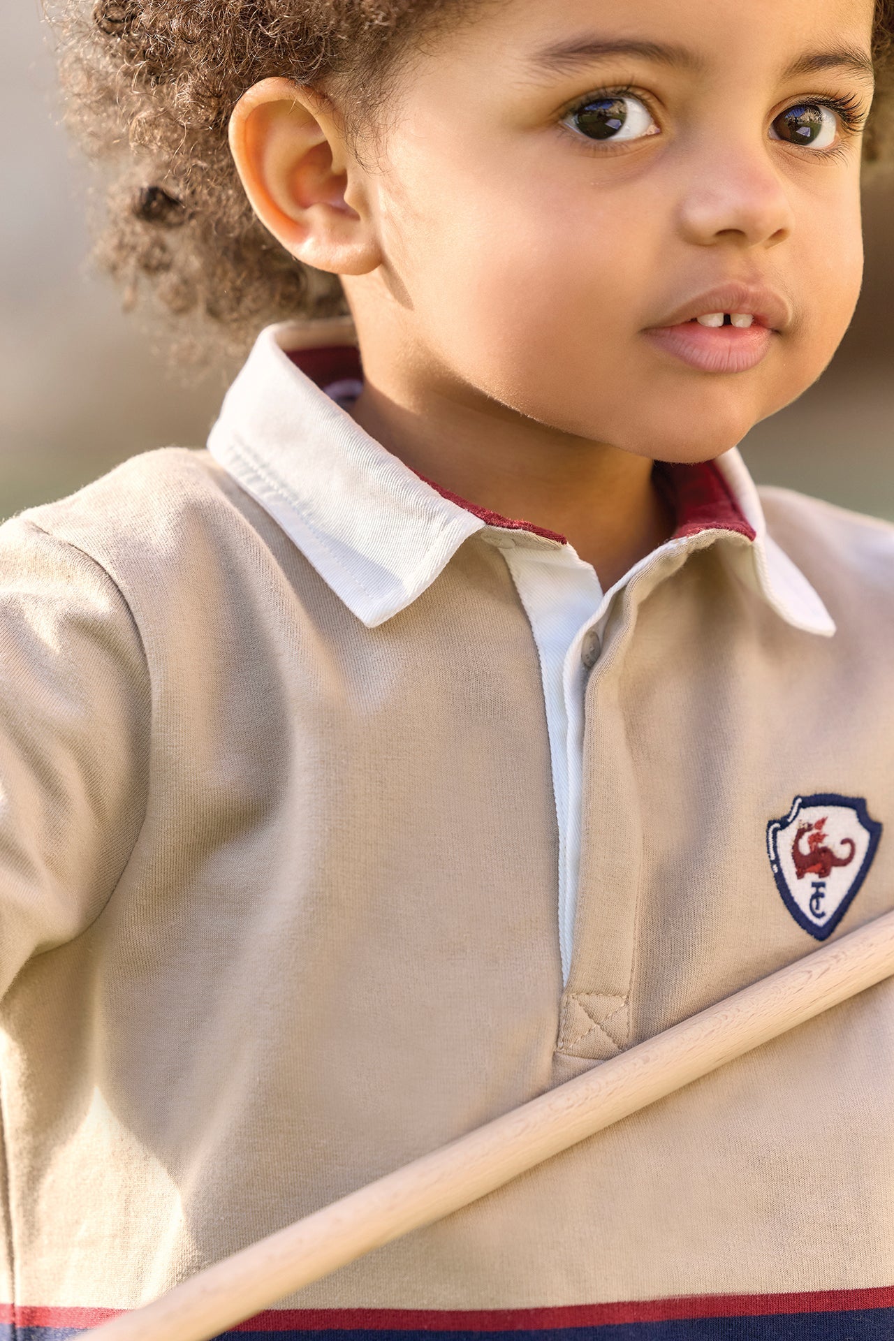 Chest Embroidered Polo T-shirt | Sand