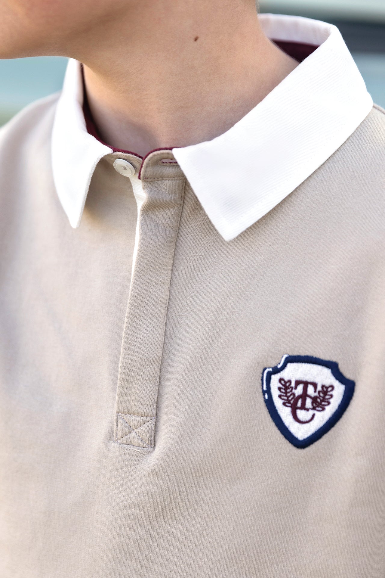Chest Embroidered Polo T-shirt | Sand