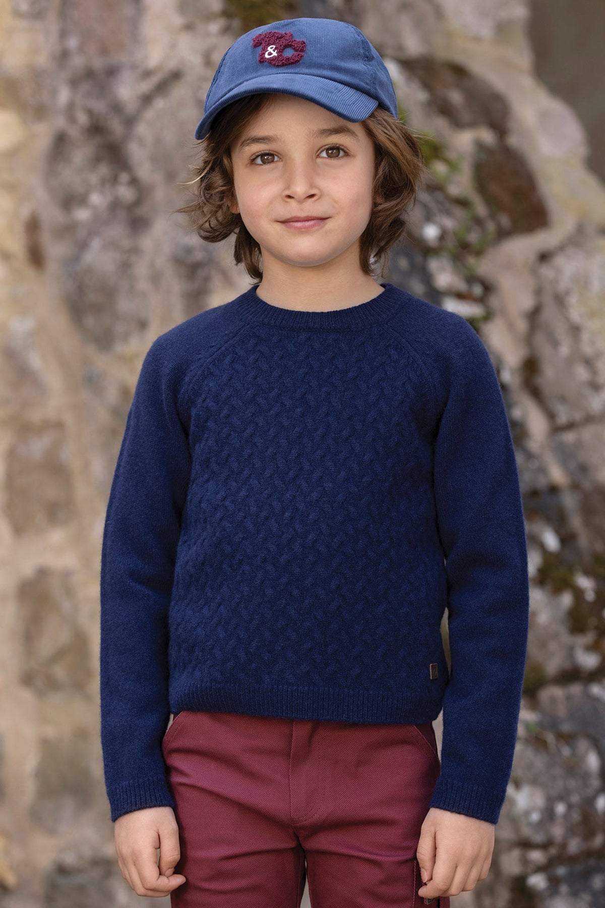 Braided Wool Sweater | Navy