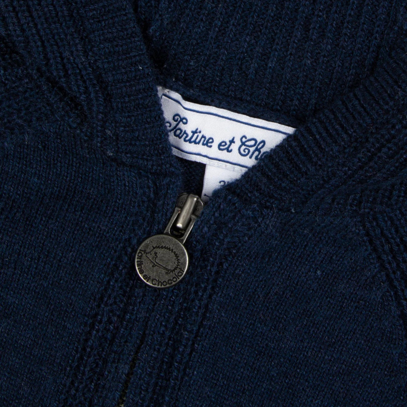 Hooded Zipper Cardigan | Navy