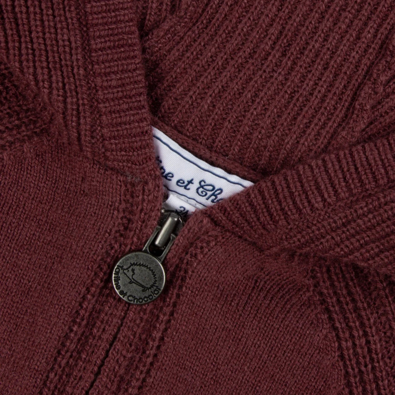 Hooded Zipper Cardigan | Burgundy
