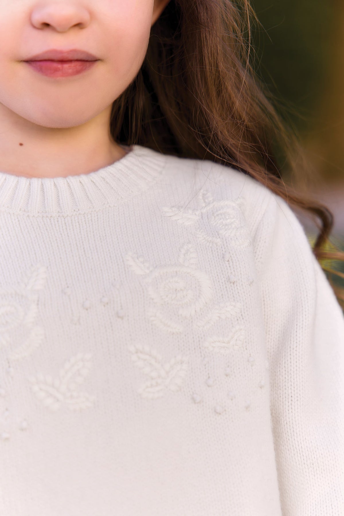 Flower Embroidery Sweater | Ecru