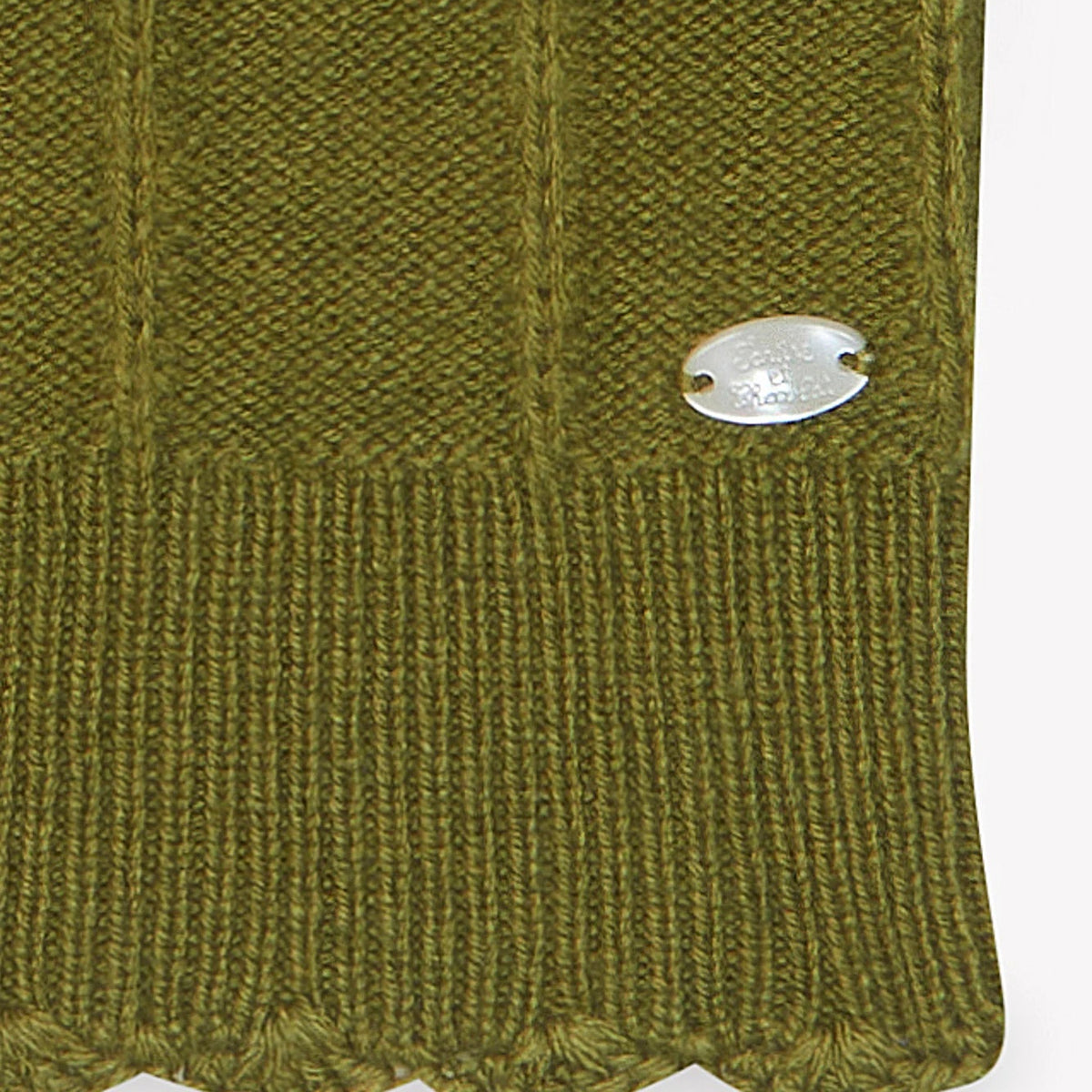 Scalloped Wool Cardigan | Olive