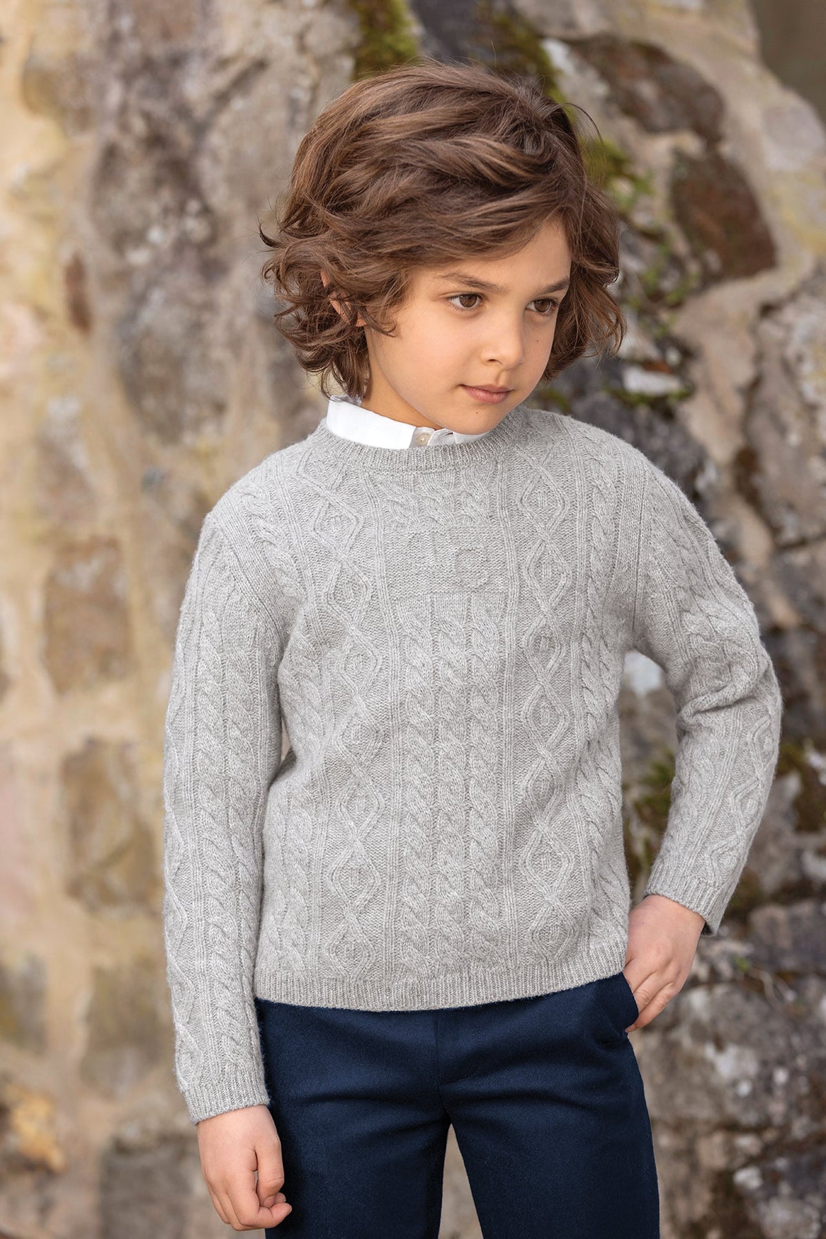 Braided Knit Sweater | Grey