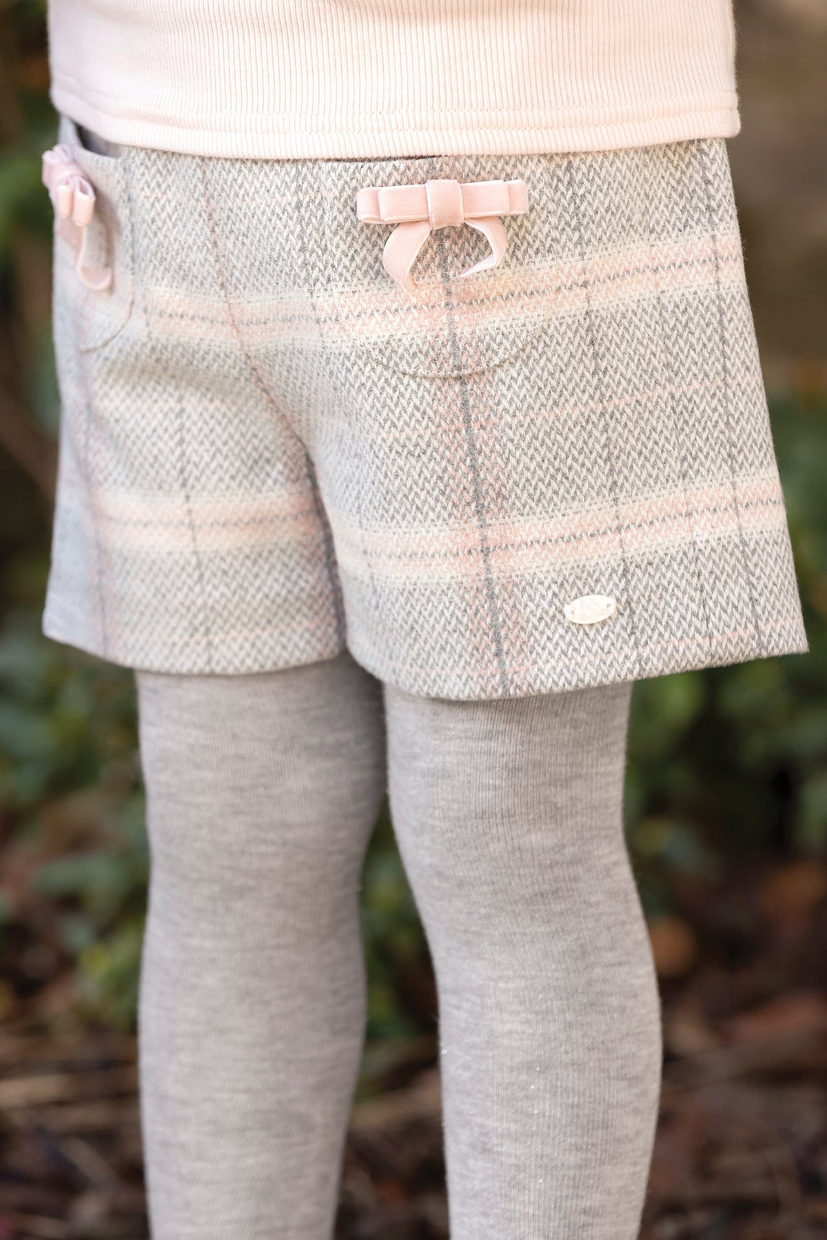 Bow Detailed Check Shorts | Beige