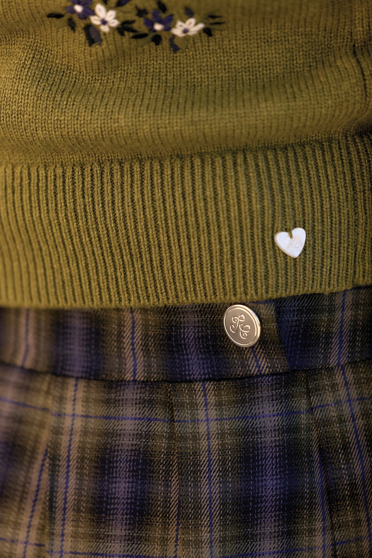 Tartan Cotton Skirt | Navy