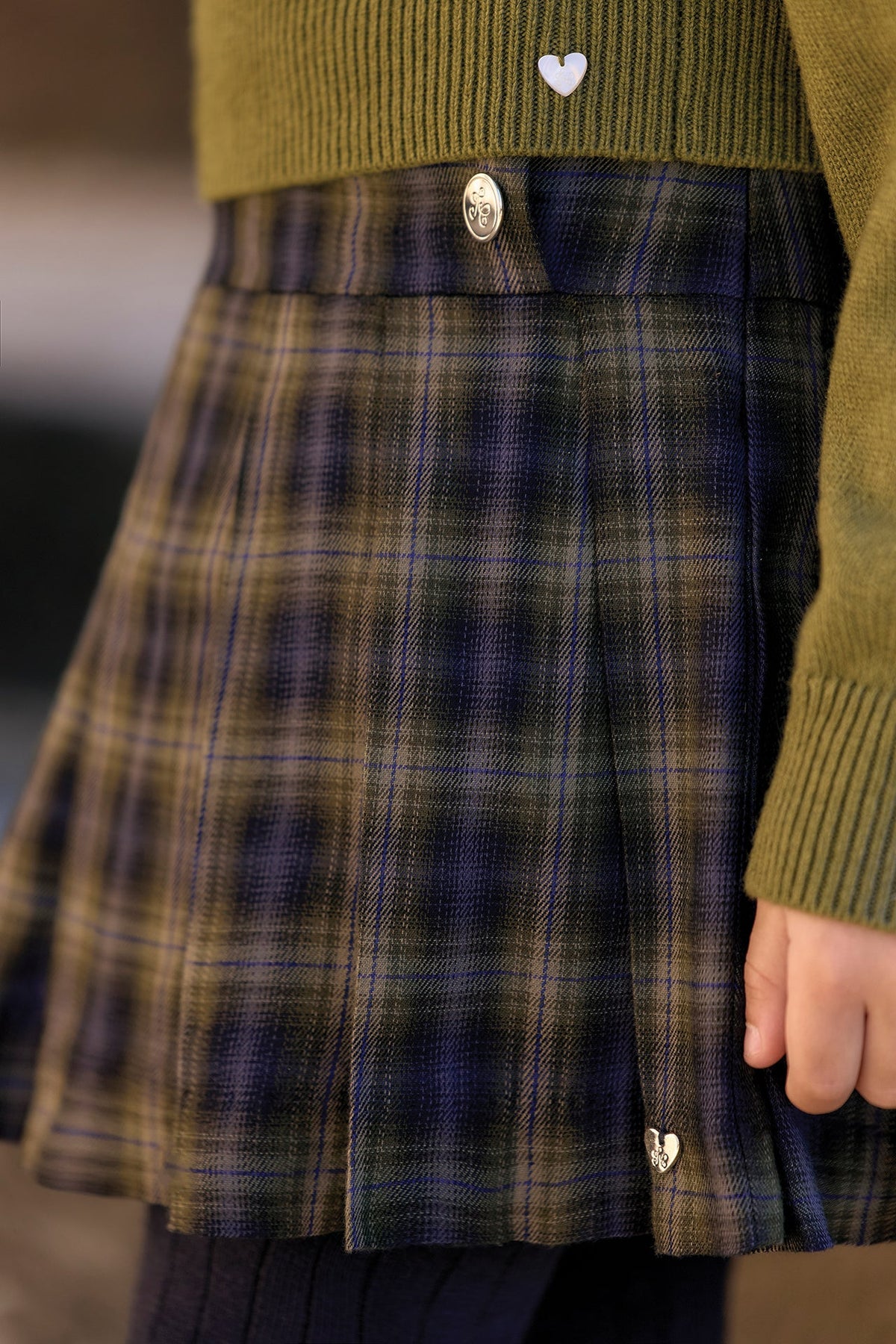 Tartan Cotton Skirt | Navy
