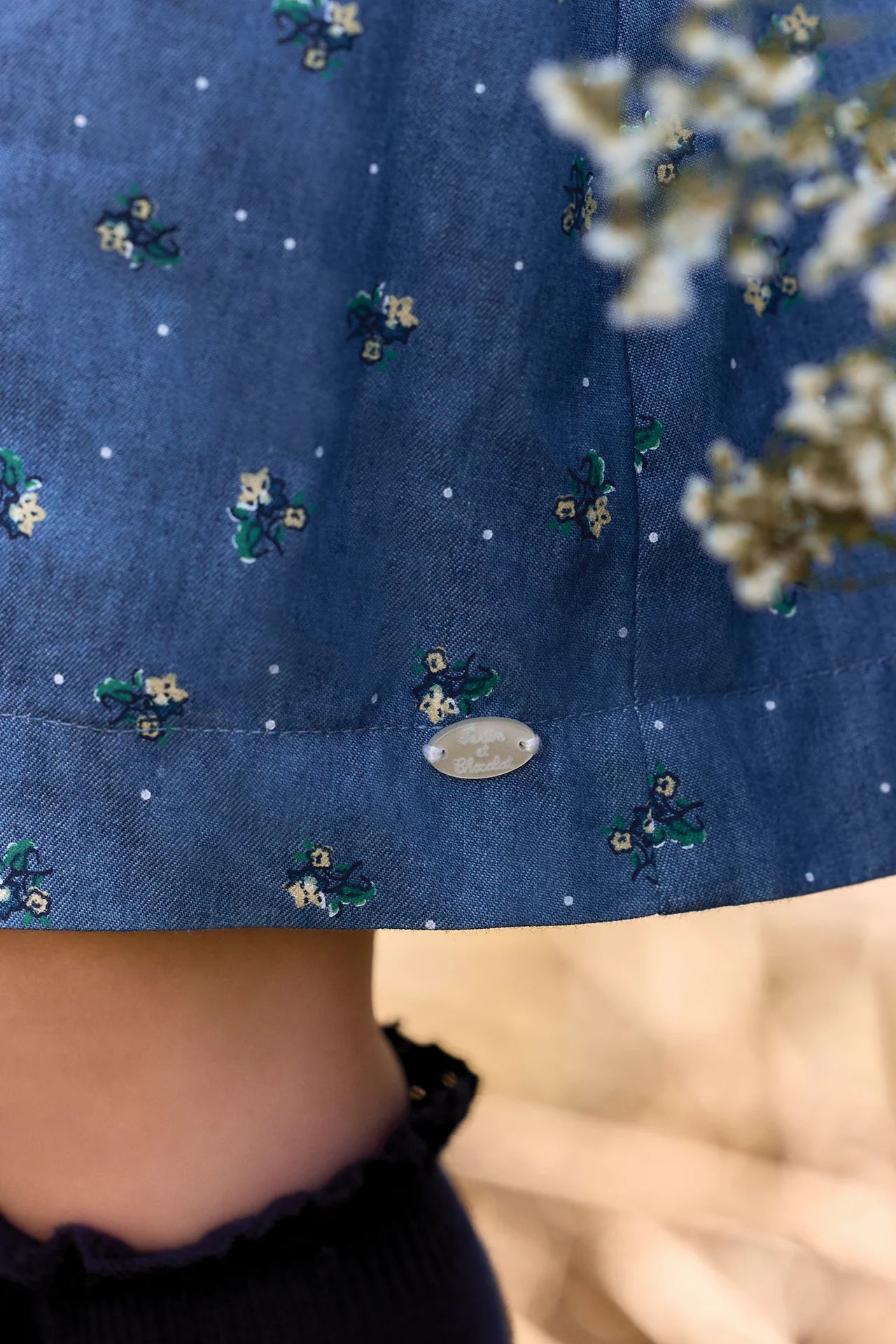 Smocked Flower Pattern Dress | Blue