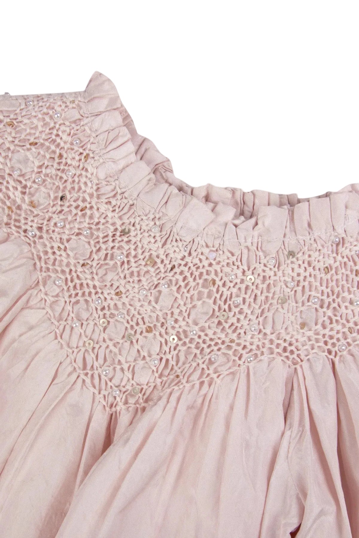 Beaded Smock Silk Dress | Rose