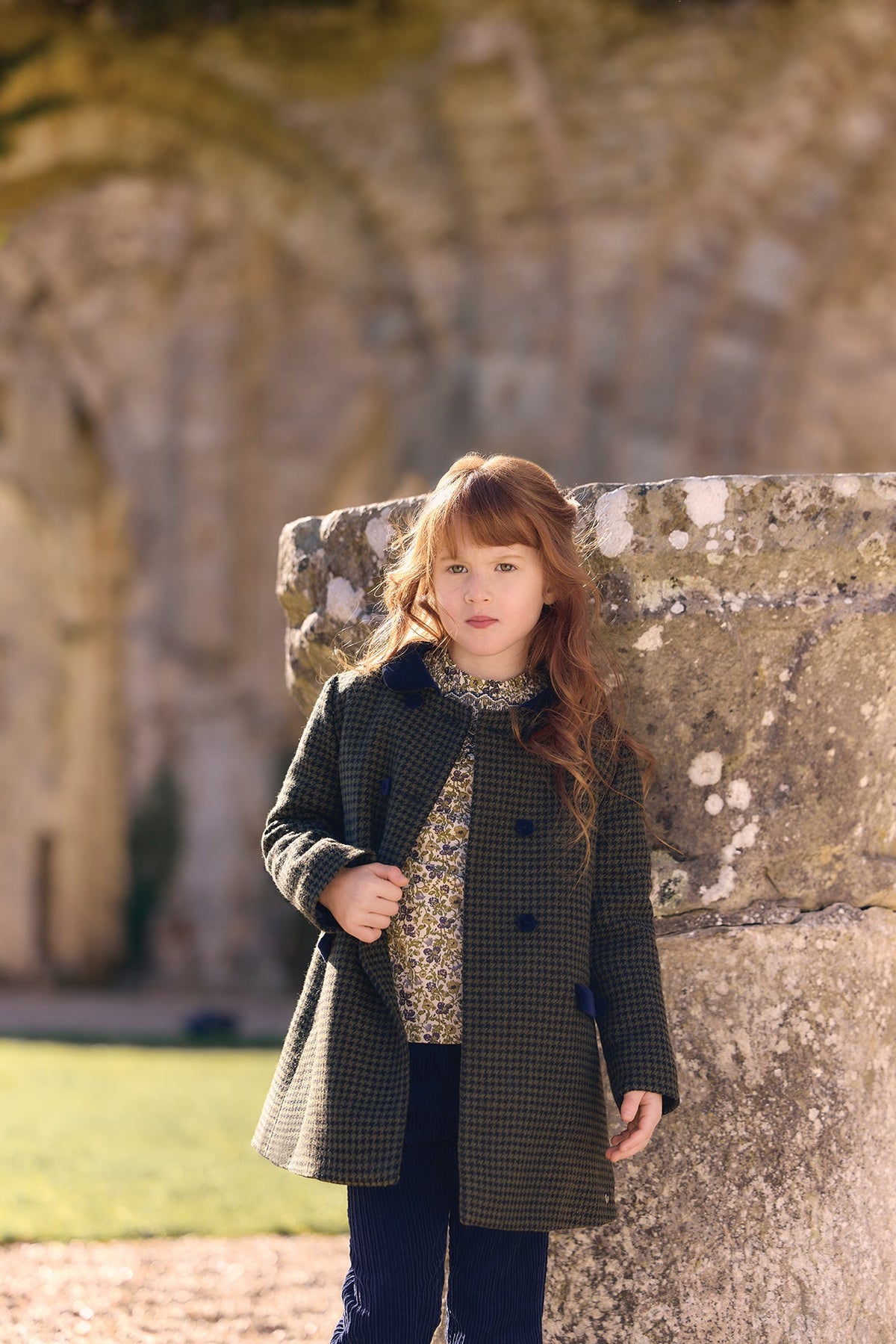 Puppytooth Wool Coat | Olive