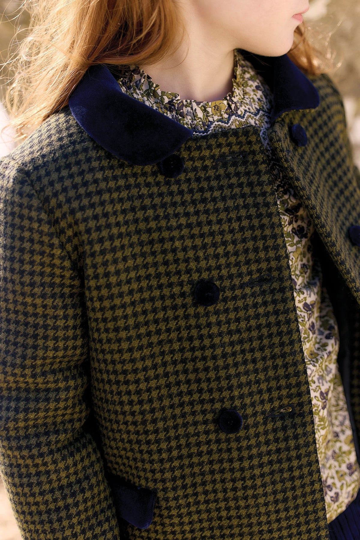 Puppytooth Wool Coat | Olive