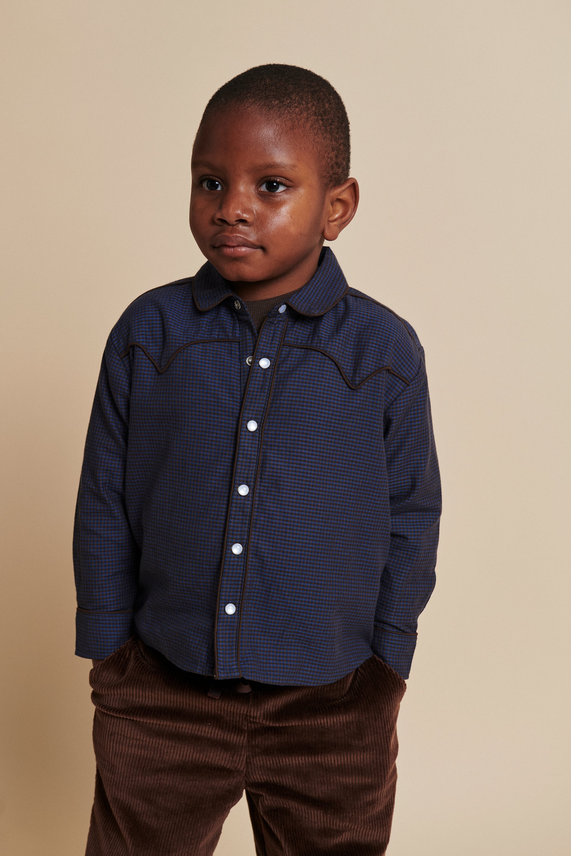 Checkered Cowboy Shirt | Brown Blue