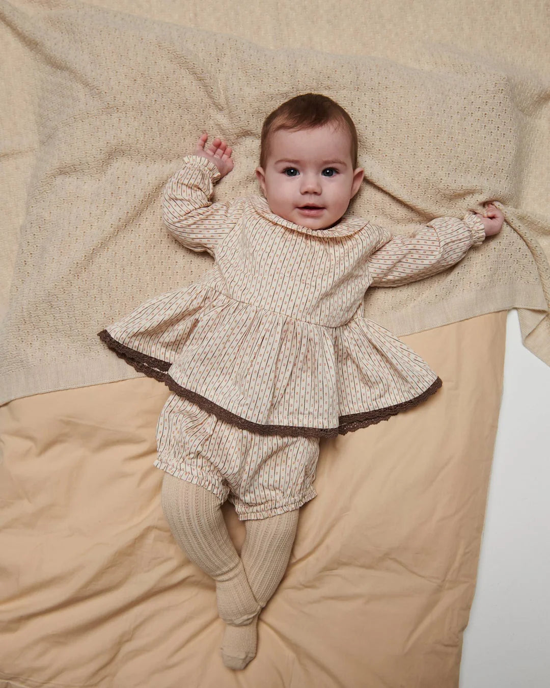 Baby Twill Blouse & Bloomers Set | Sand Flower