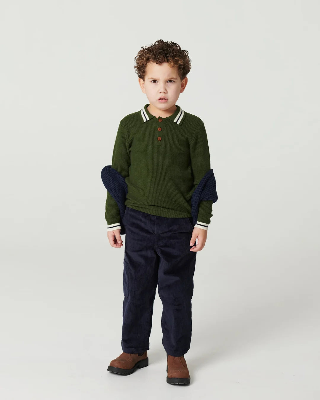 Knitted Waffle Polo T-shirt | Dark Green