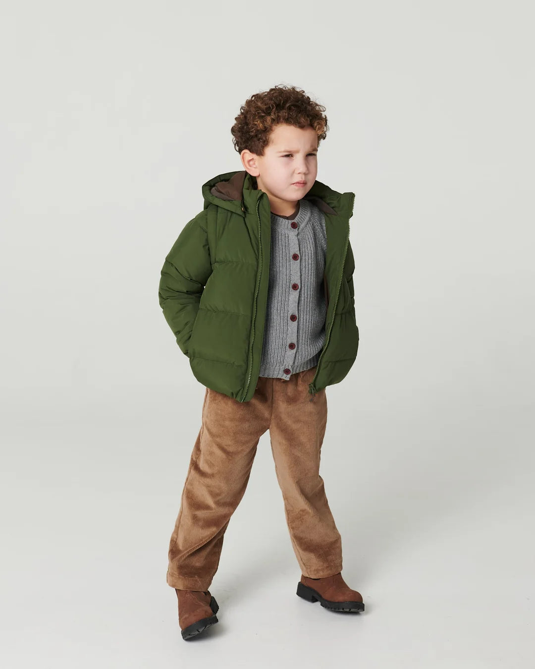 Puffer Jacket with Removable Sleeves | Dark Green