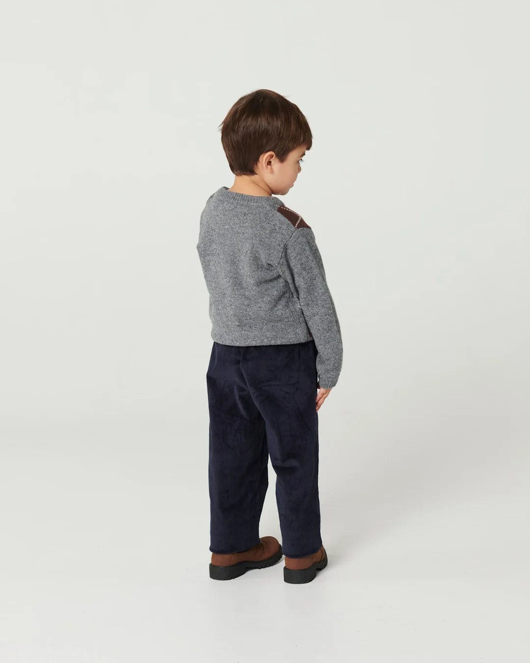 Argyle Knitted Pullover | Grey and Brown