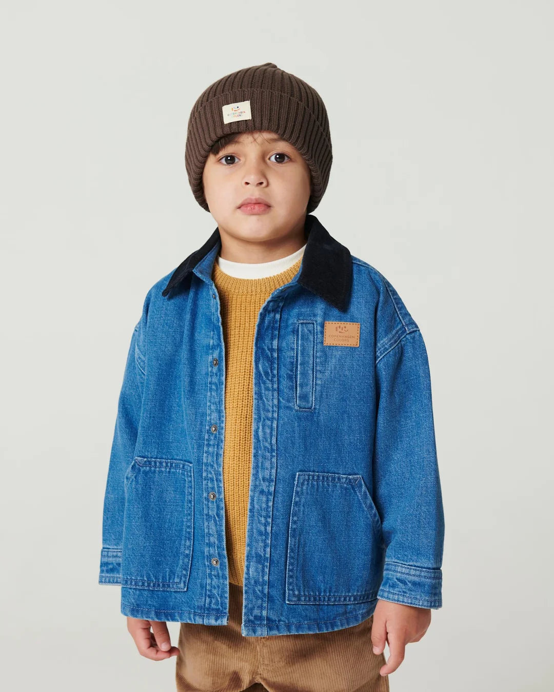 Denim Jacket with Corduroy Collar | Indigo Blue Washed Navy