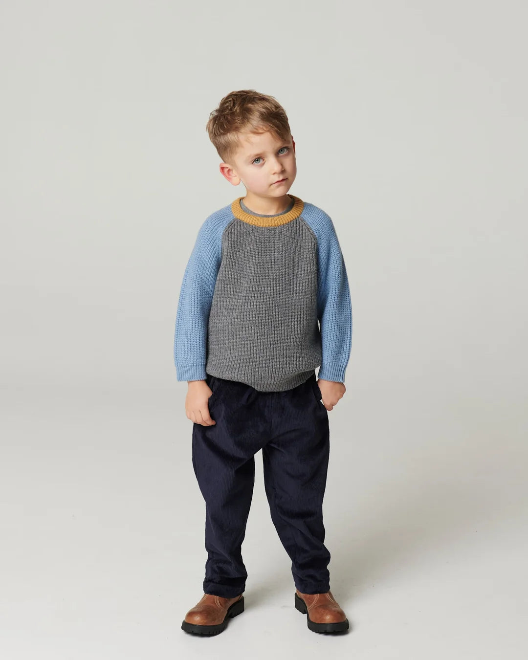 Merino Rib Knitted Pullover  | Grey Melange