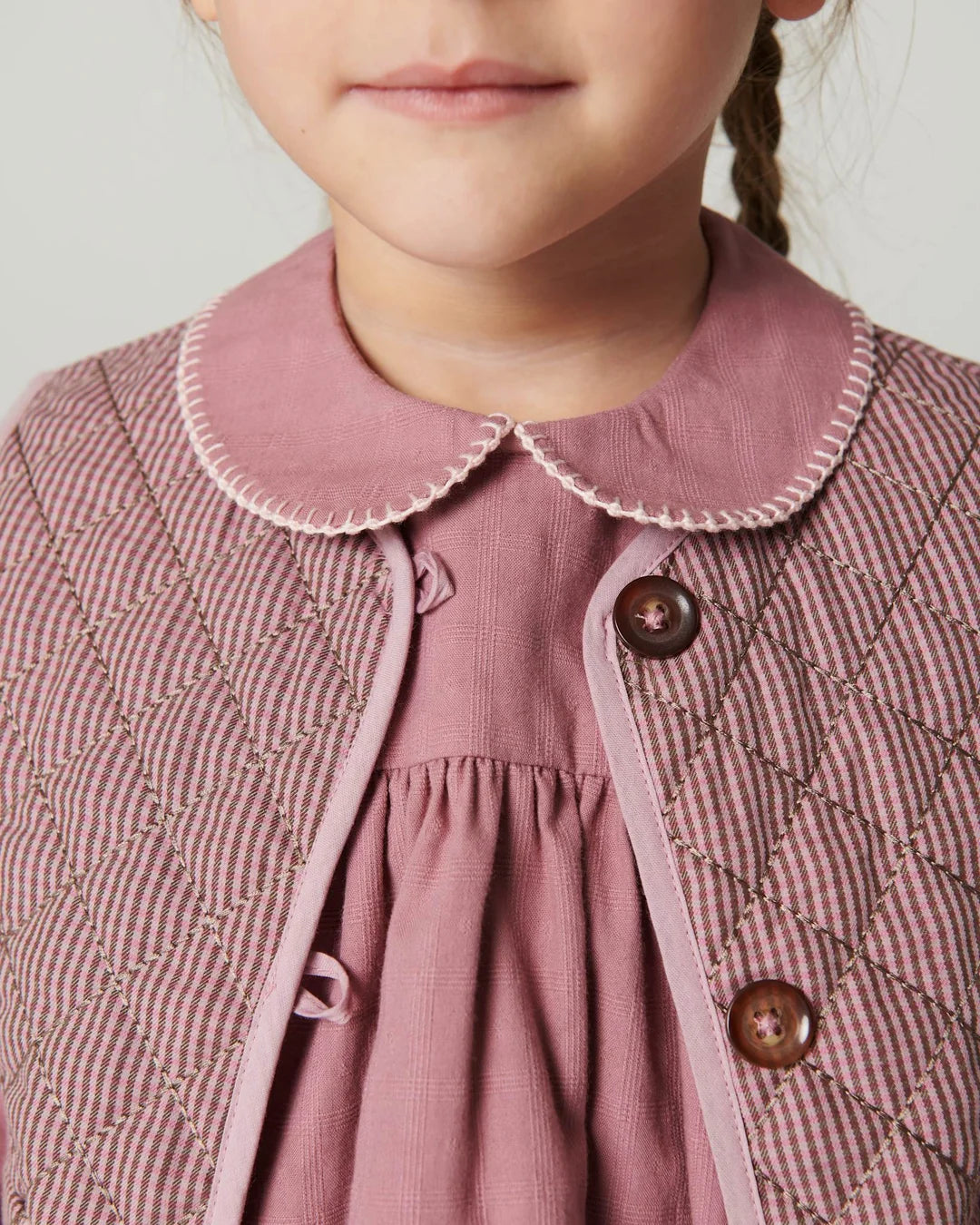 Checkered Quilted Vest | Rose Check