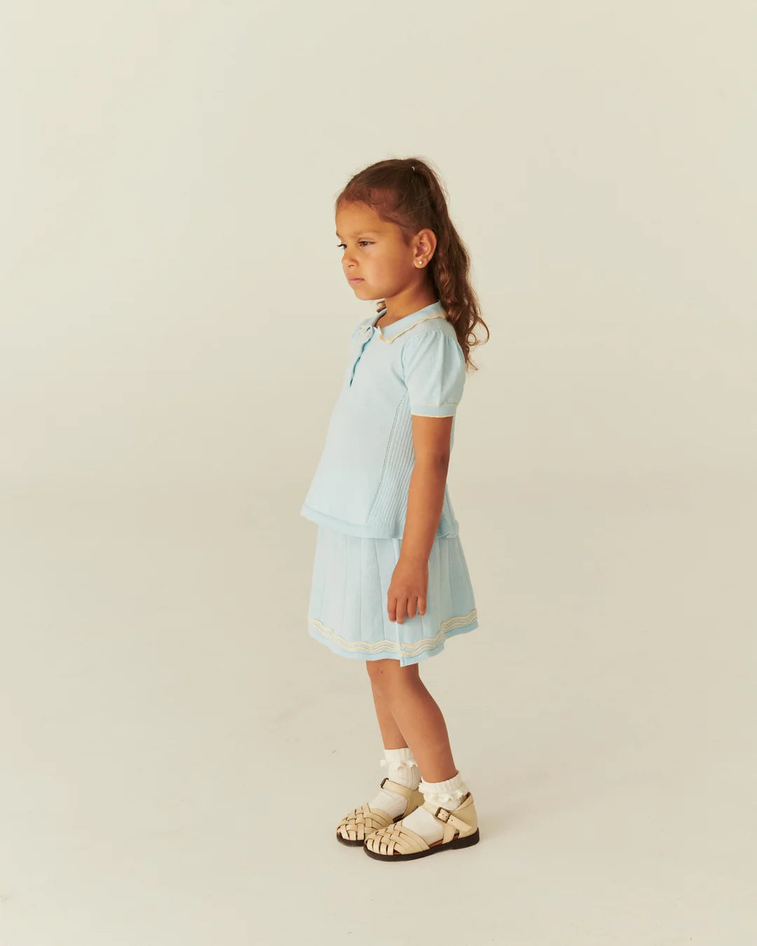 Knitted Peplum Blouse | Ice Blue