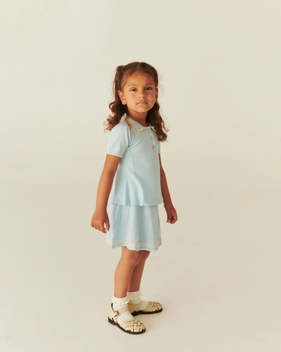 Knitted Tennis Skirt | Ice Blue