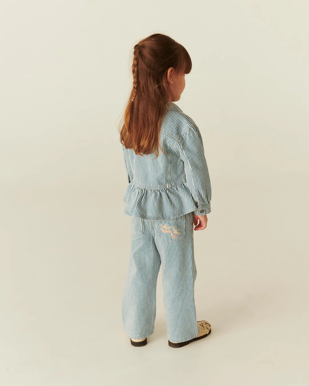 Twill Wide Leg Pant | Denim Blue Stripe
