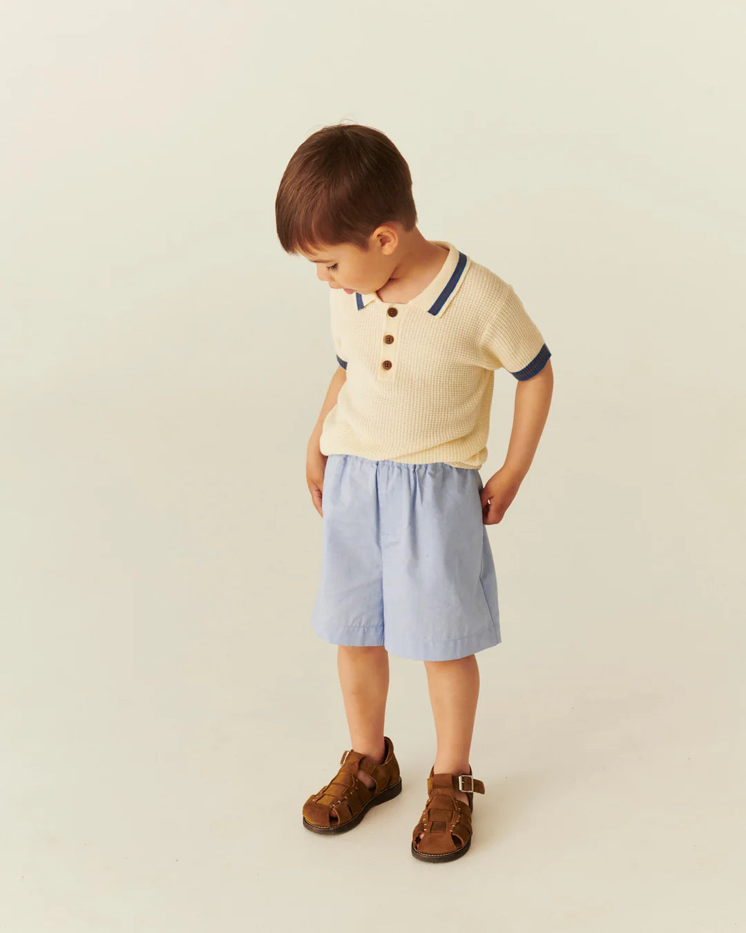Knitted Pattern Polo | Cream