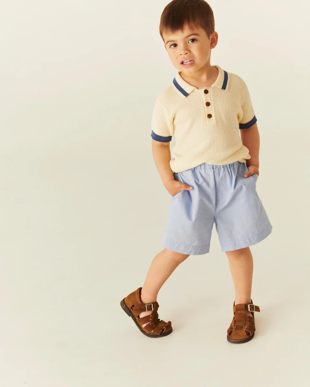 Knitted Pattern Polo | Cream