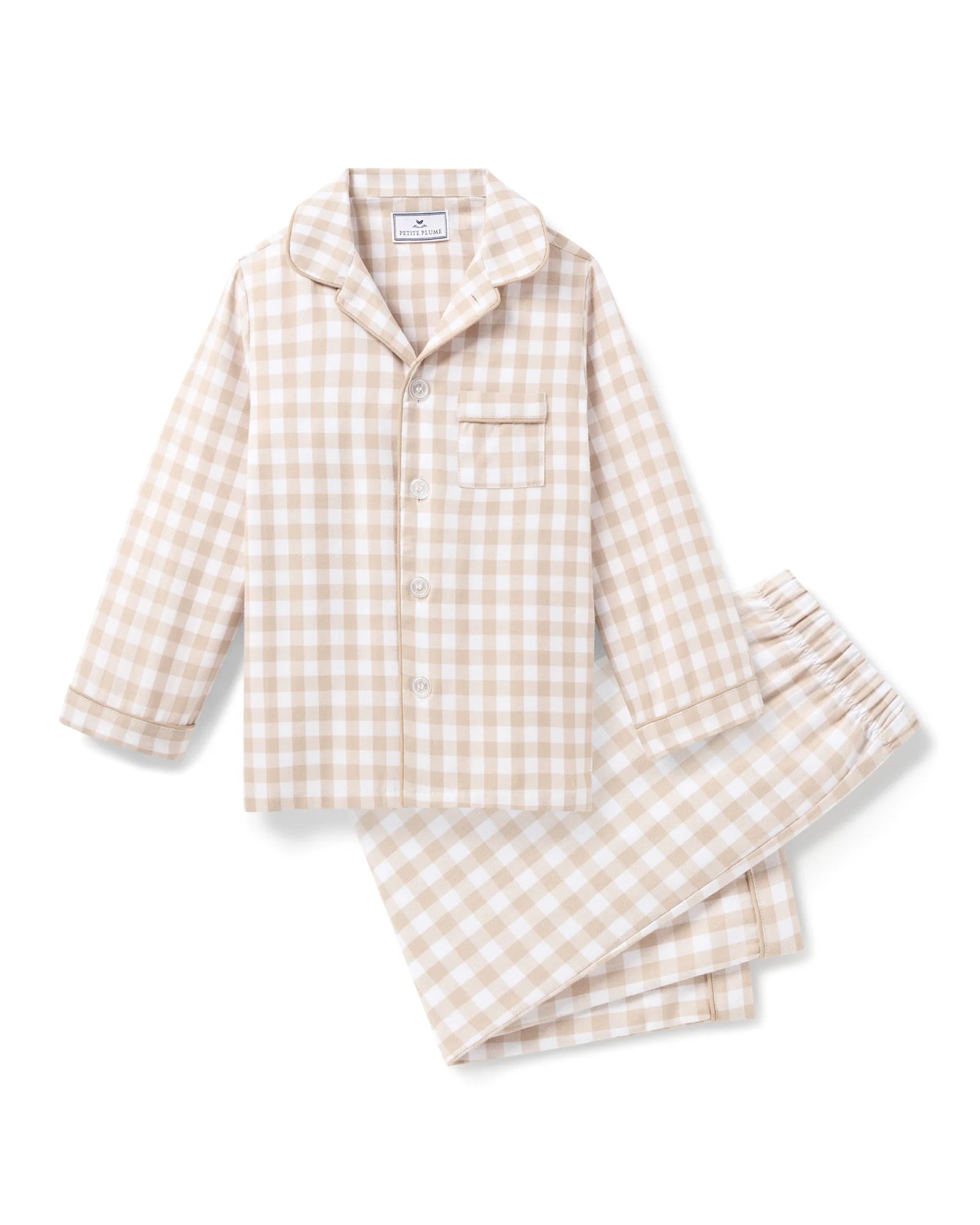Twill Pajama Set | Camel Gingham