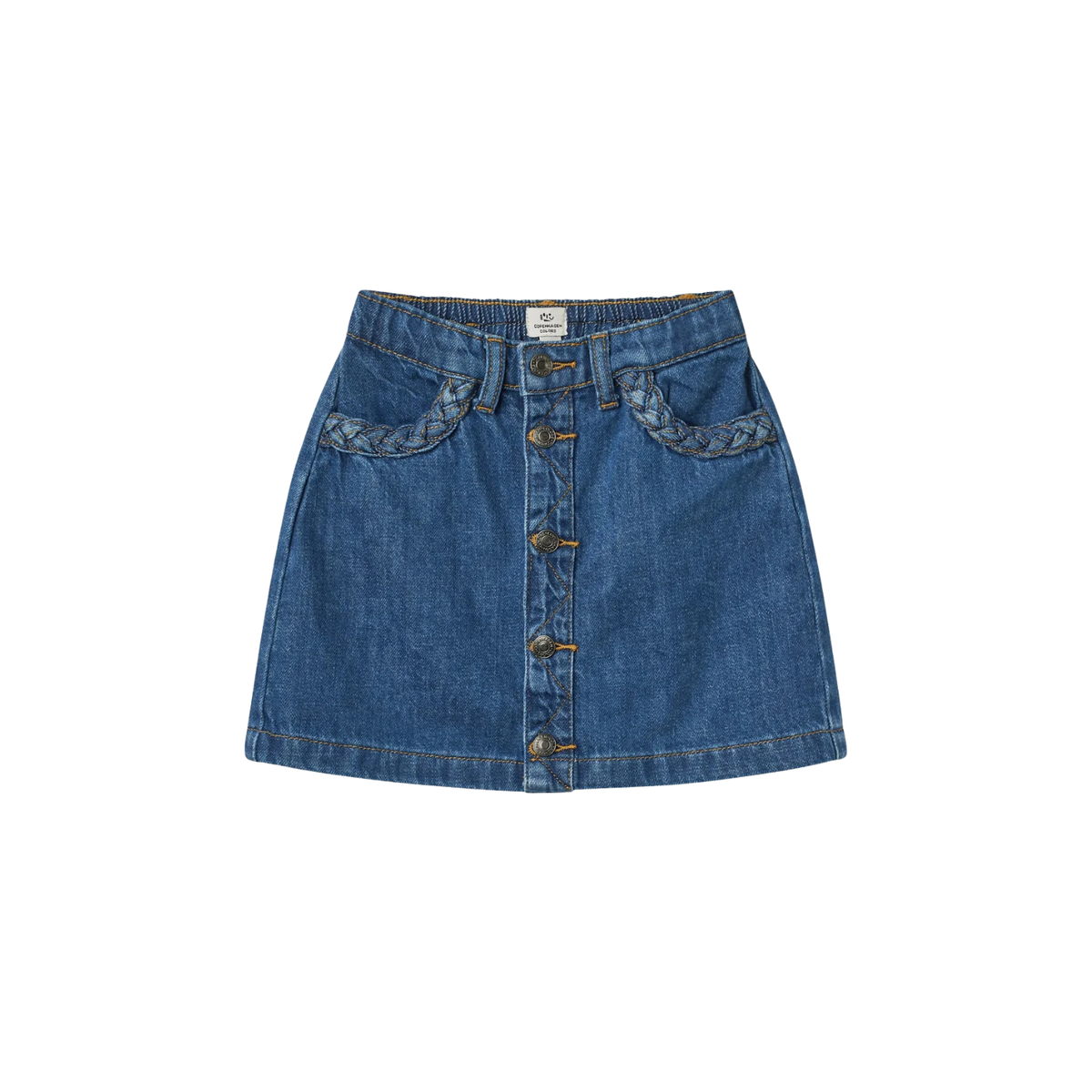 Denim Braid Detail Skirt | Indigo Blue Wash
