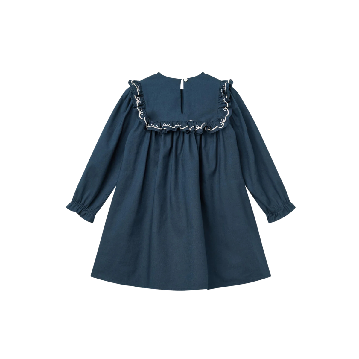 Embroidered Frill Dress | Navy
