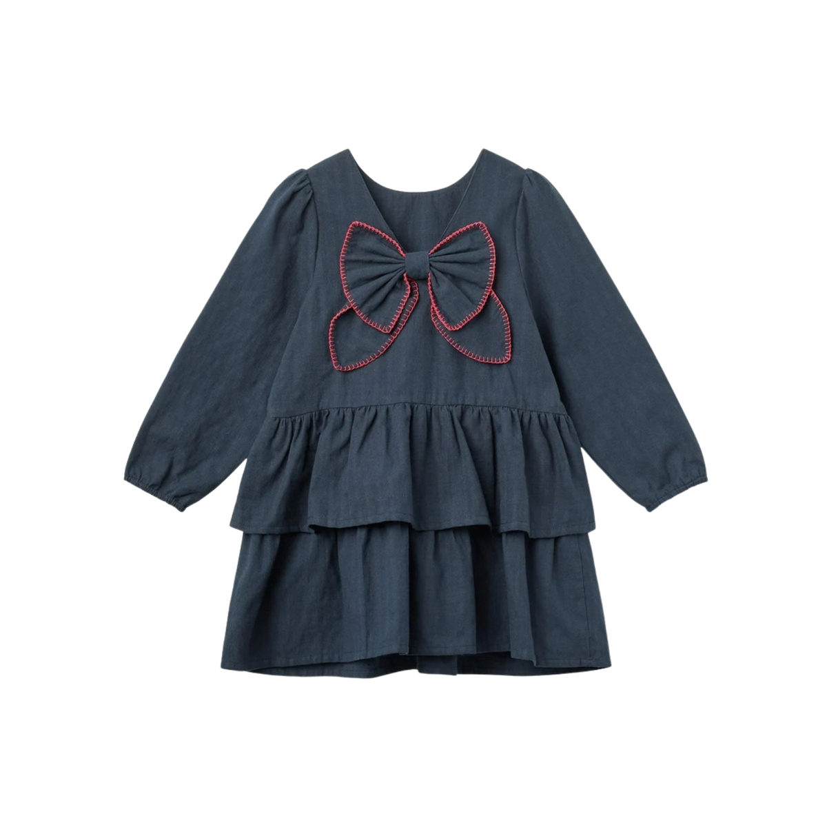Frill Dress With Bow | Navy