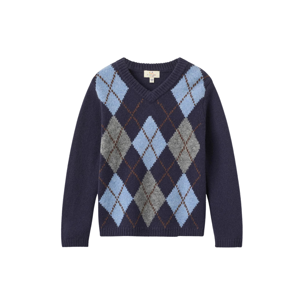 Argyle Knitted Pullover | Navy Melange