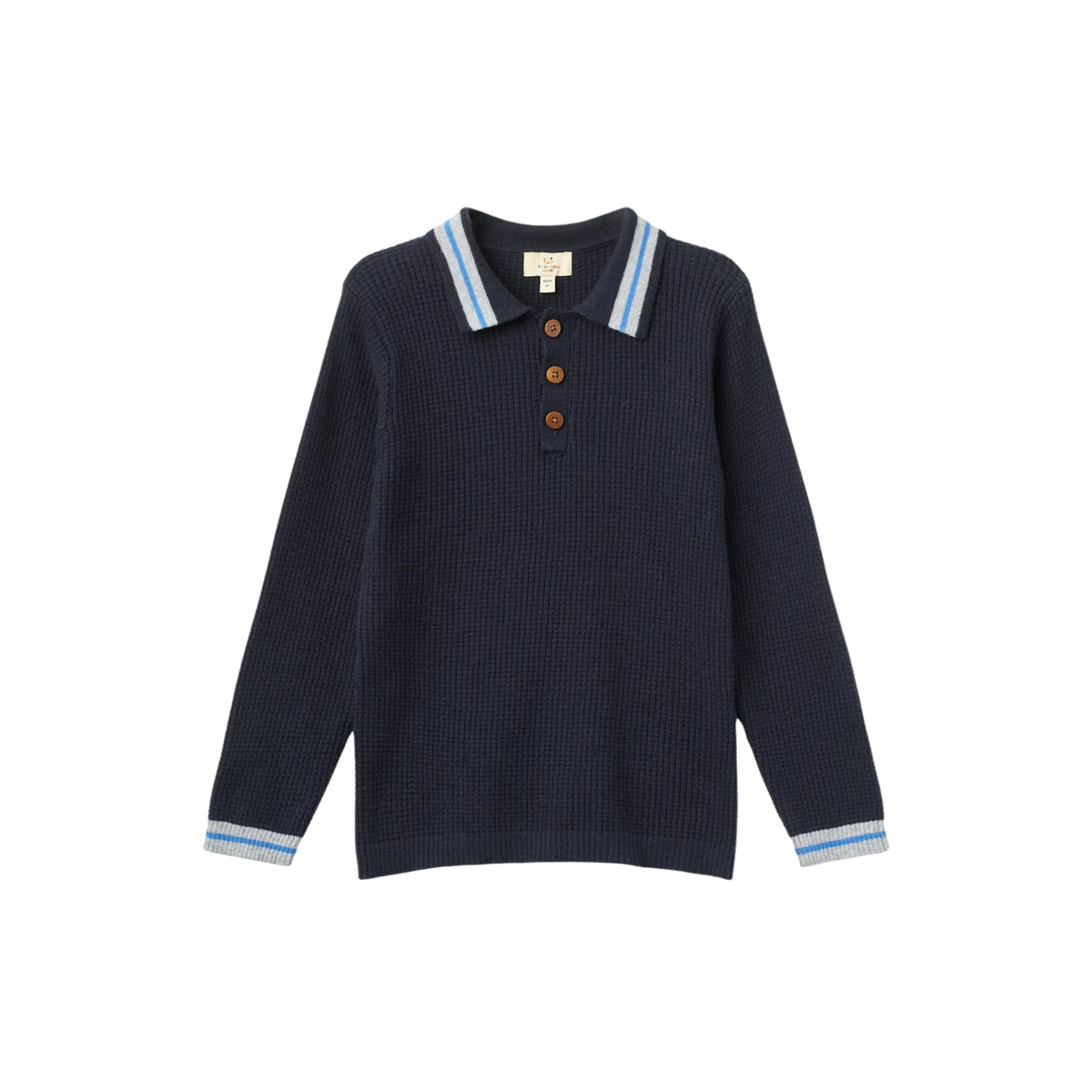 Knitted Waffle Polo T-shirt | Navy