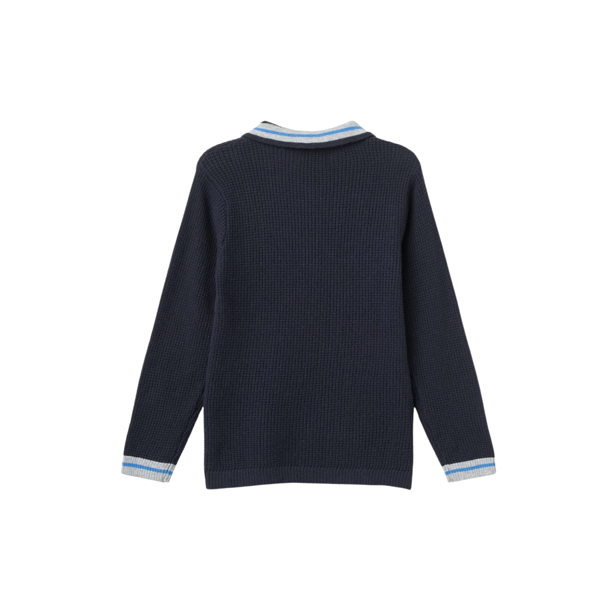 Knitted Waffle Polo T-shirt | Navy