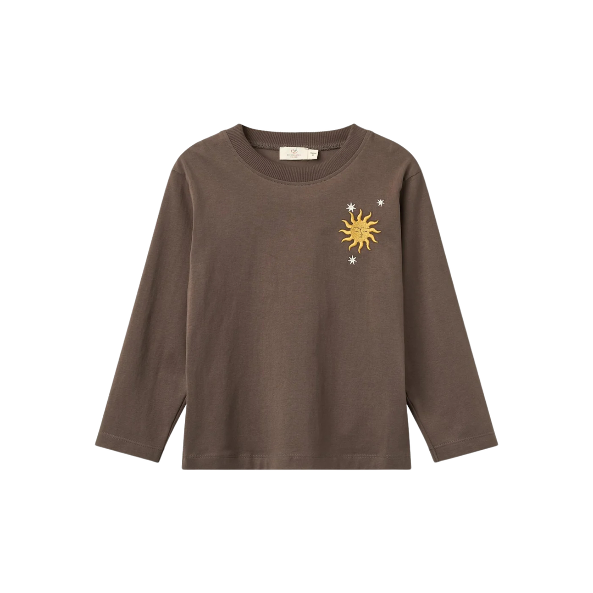 Embroidery Long Sleeve T-shirt | Dark Brown
