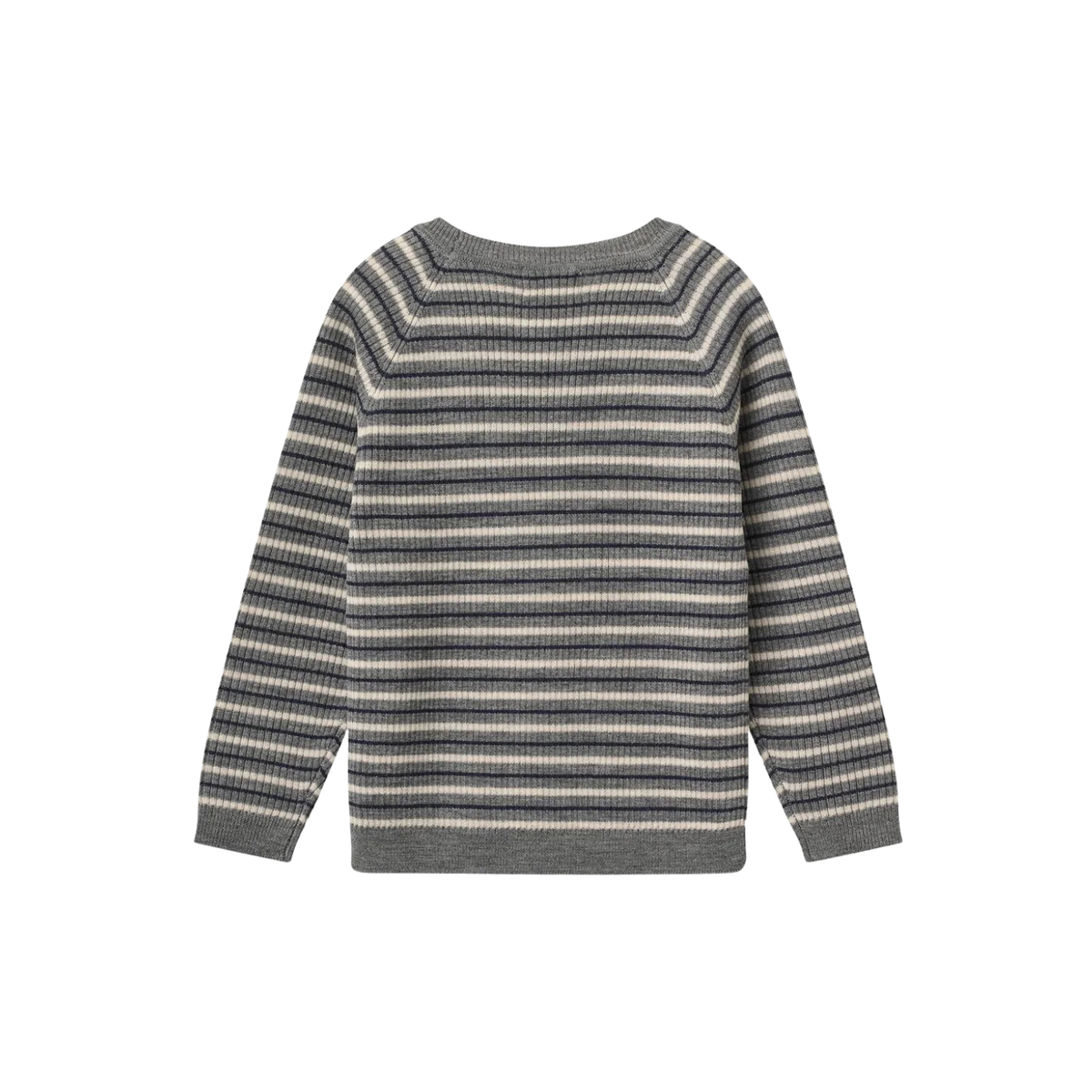 Classic Merino Rib Blouse | Grey Stripe