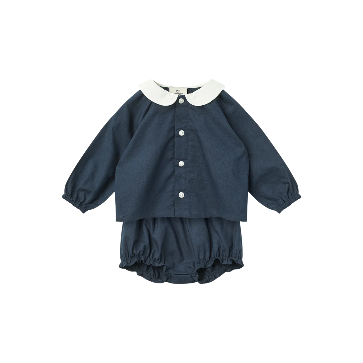 Baby Bloomers & Placket Blouse Set | Navy