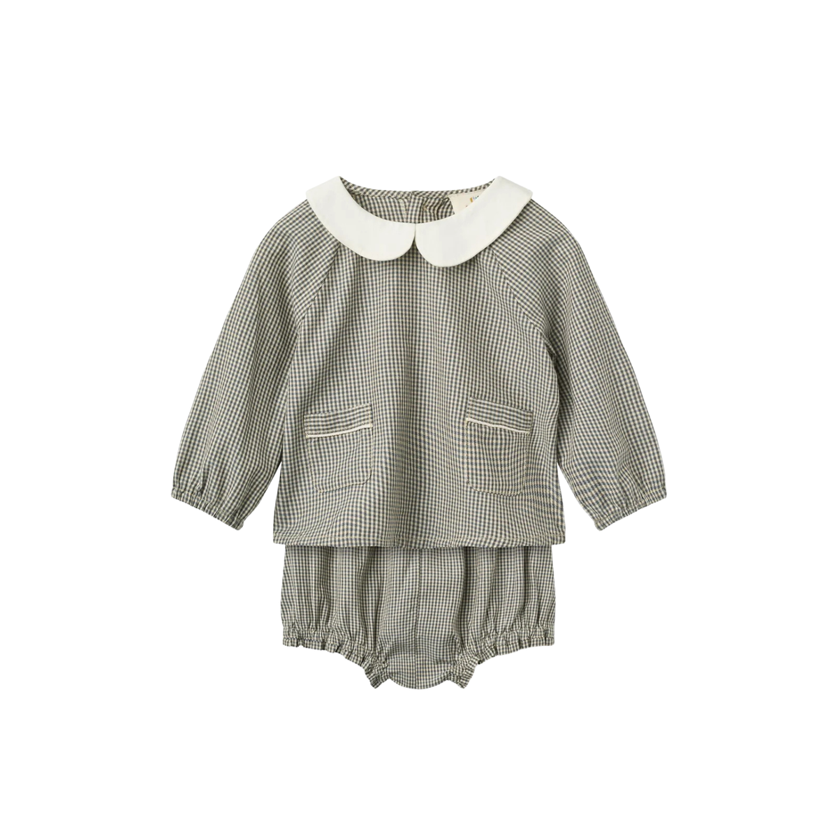 Baby Blouse & Bloomers Set | Brown And Sky Check
