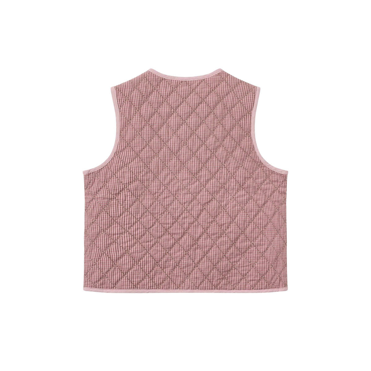 Checkered Quilted Vest | Rose Check