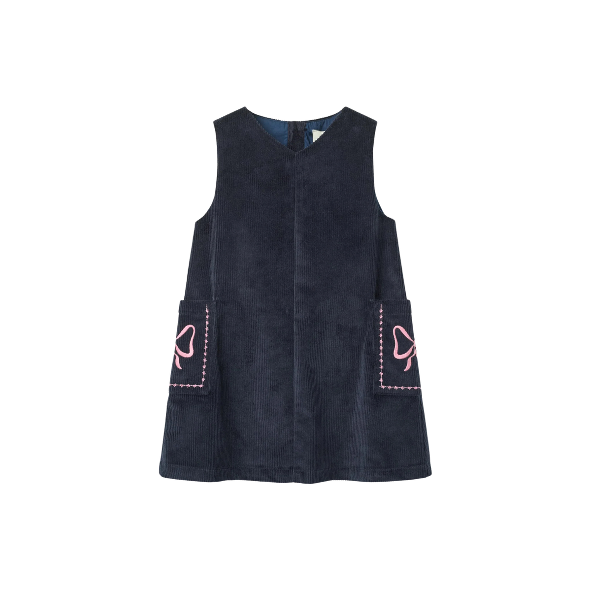 Corduroy Dress with Embroidery | Navy