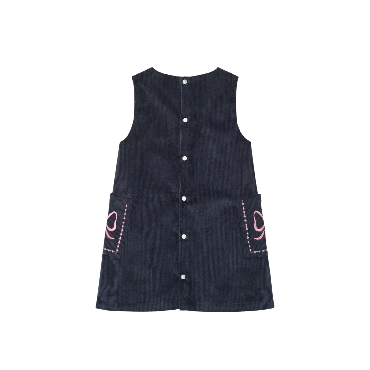 Corduroy Dress with Embroidery | Navy