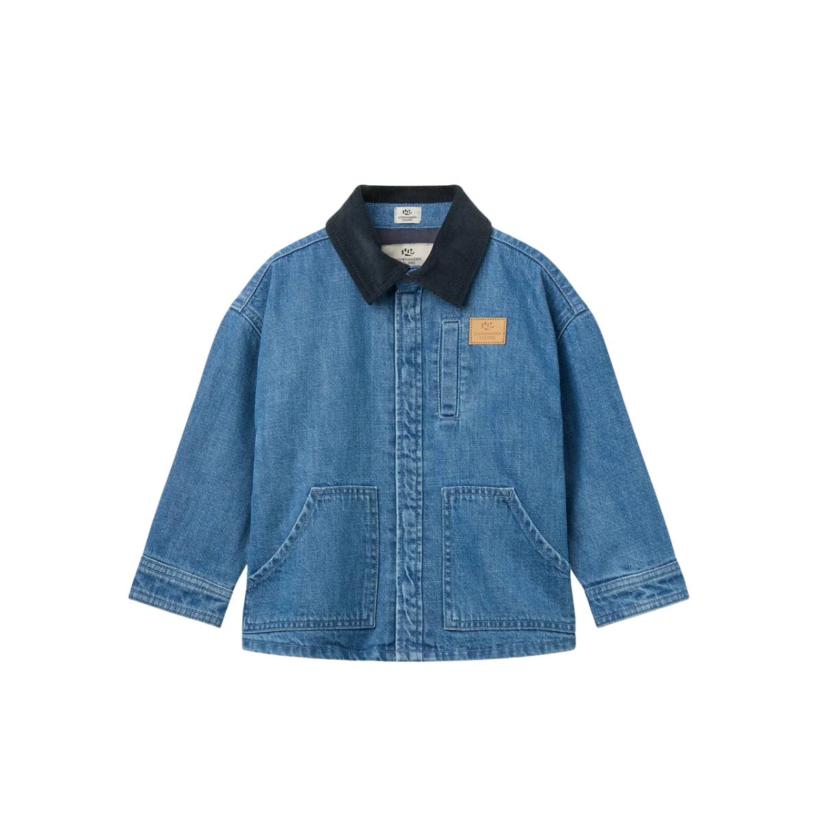 Denim Jacket with Corduroy Collar | Indigo Blue Washed Navy