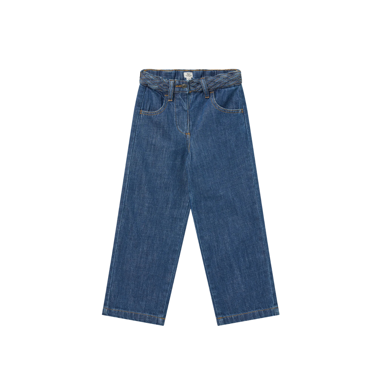 Denim Braid Waist Jeans | Indigo Blue Wash